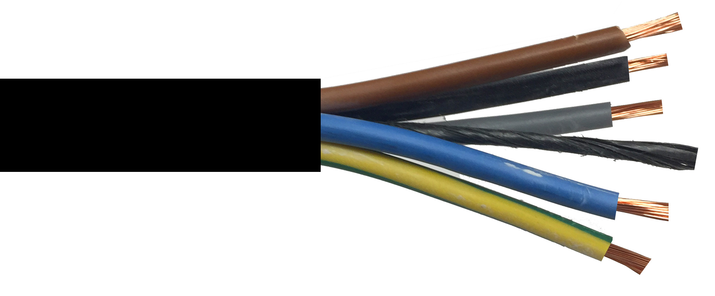 6mm 5 Core Rubber Flex Black Cut to length